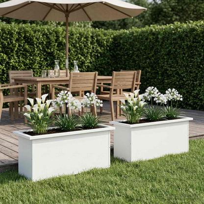 vidaXL Garden Planter with LED 2 pcs White 30 x 80 x 30 cm Steel