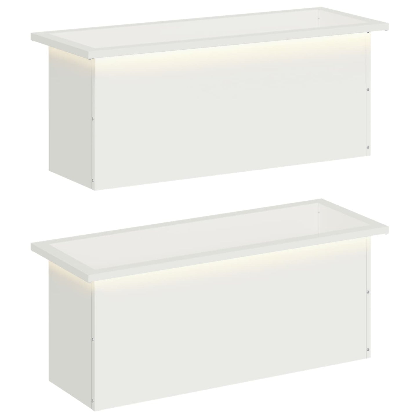 vidaXL Garden Planter with LED 2 pcs White 30 x 80 x 30 cm Steel