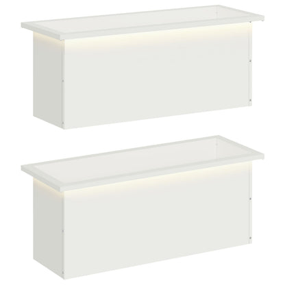 vidaXL Garden Planter with LED 2 pcs White 30 x 80 x 30 cm Steel