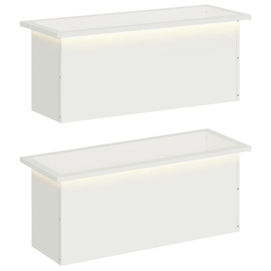 vidaXL Garden Planter with LED 2 pcs White 30 x 80 x 30 cm Steel