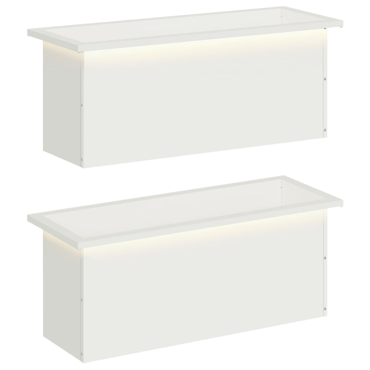 vidaXL Garden Planter with LED 2 pcs White 30 x 80 x 30 cm Steel