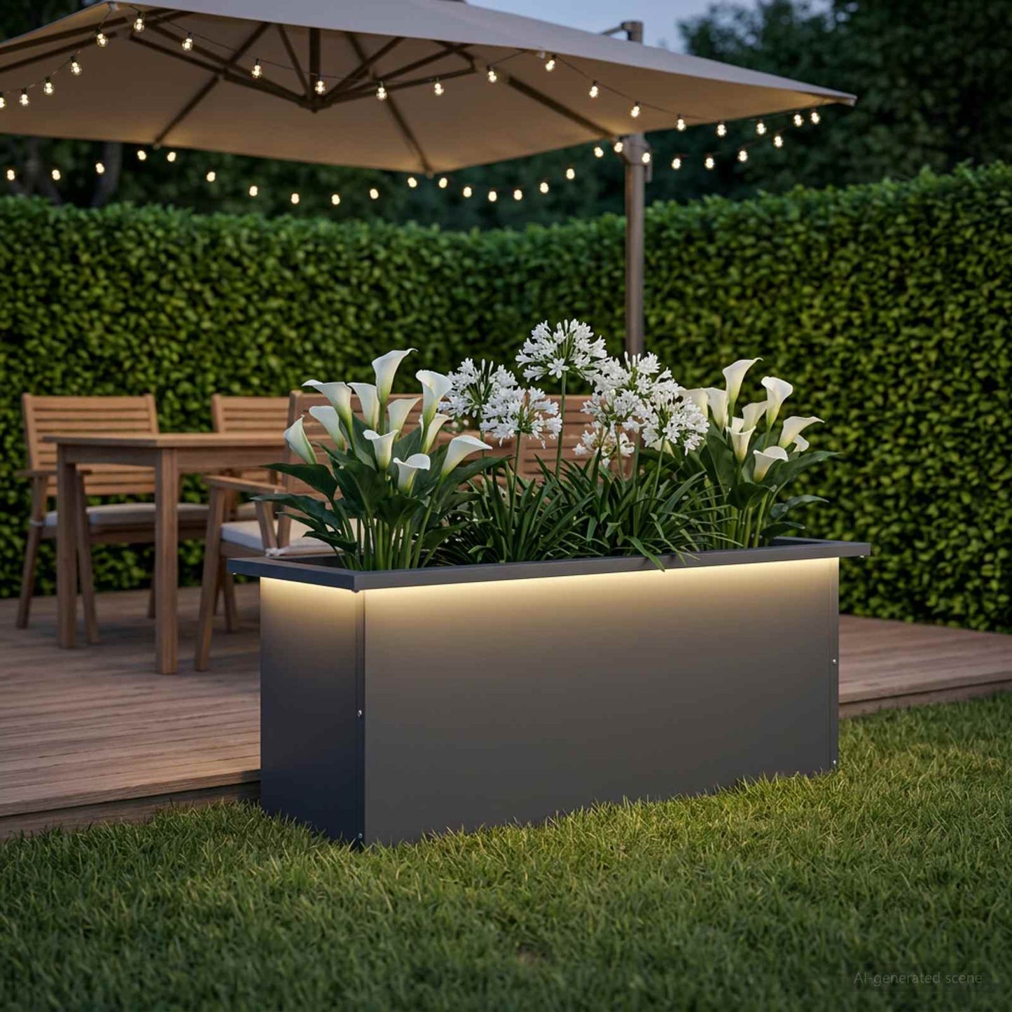 vidaXL Garden Planter with LED Antracite 30 x 80 x 30 cm Steel