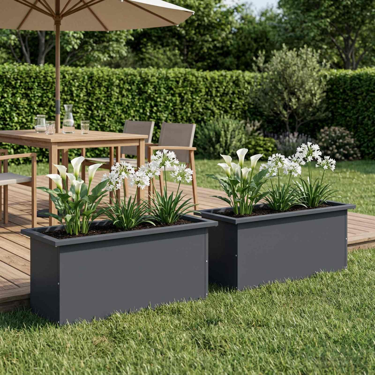 vidaXL Garden Planter with LED 2 pcs Antracite 30 x 80 x 30 cm Steel