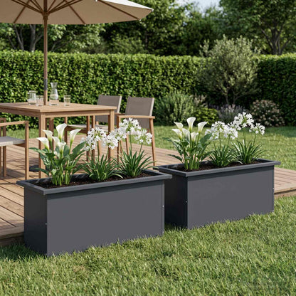 vidaXL Garden Planter with LED 2 pcs Antracite 30 x 80 x 30 cm Steel