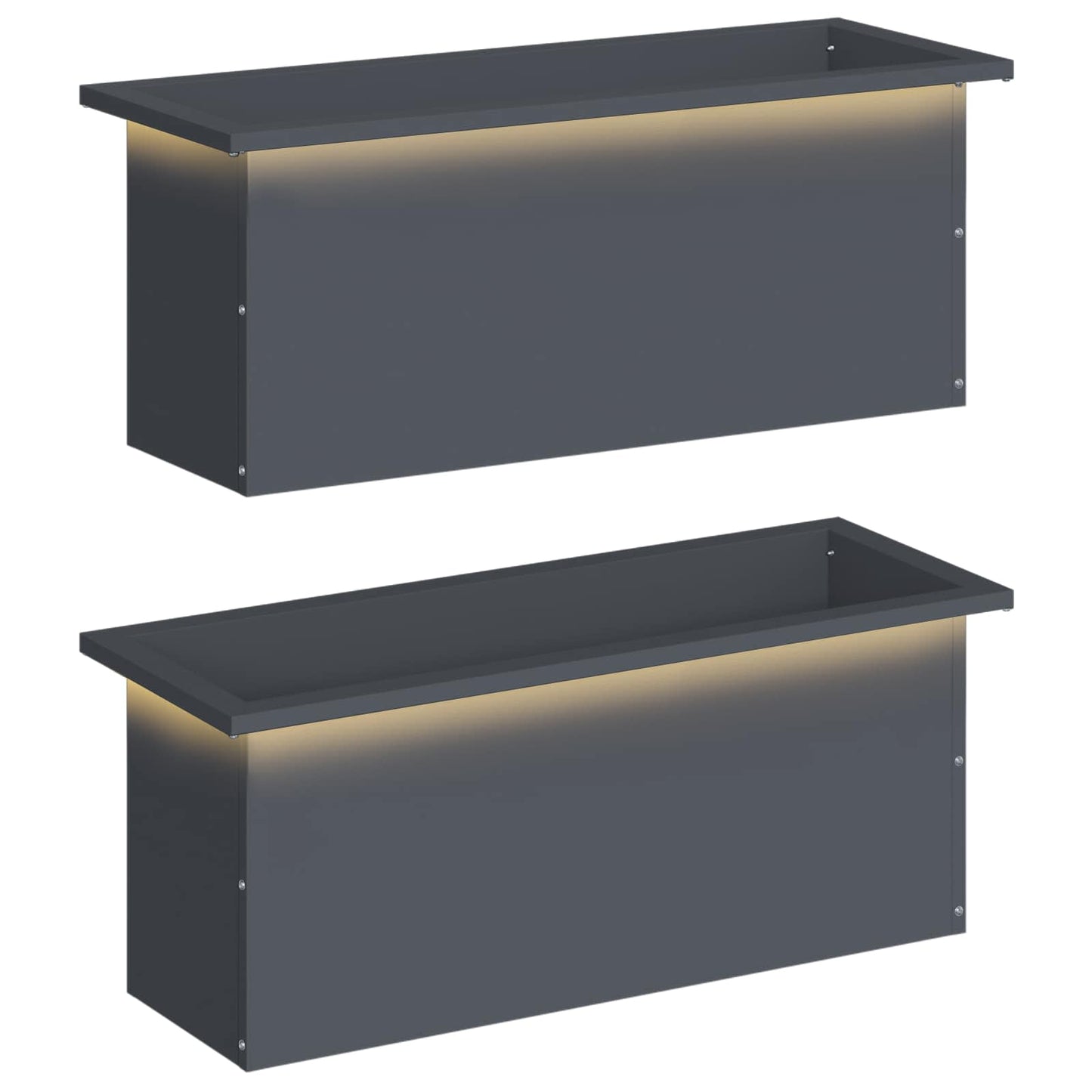 vidaXL Garden Planter with LED 2 pcs Antracite 30 x 80 x 30 cm Steel