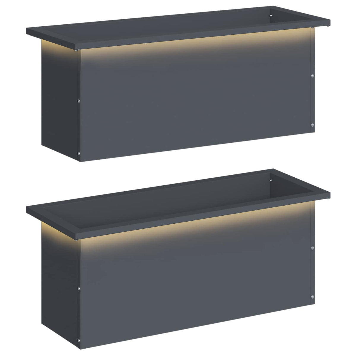 vidaXL Garden Planter with LED 2 pcs Antracite 30 x 80 x 30 cm Steel