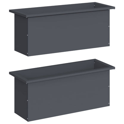 vidaXL Garden Planter with LED 2 pcs Antracite 30 x 80 x 30 cm Steel