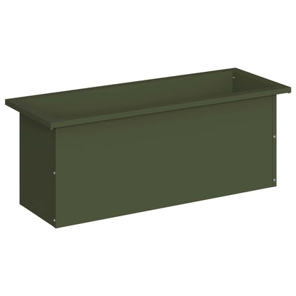 vidaXL Garden Planter with LED Olive Green 30 x 80 x 30 cm Steel