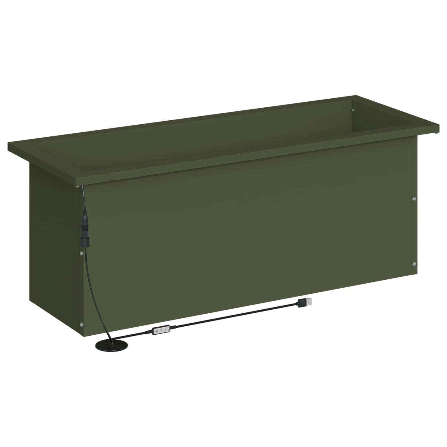vidaXL Garden Planter with LED Olive Green 30 x 80 x 30 cm Steel