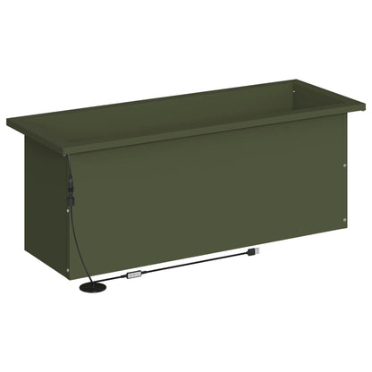 vidaXL Garden Planter with LED Olive Green 30 x 80 x 30 cm Steel