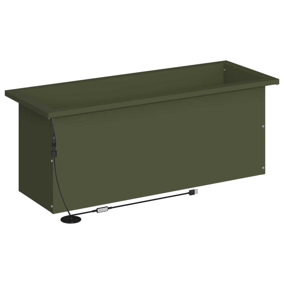 vidaXL Garden Planter with LED Olive Green 30 x 80 x 30 cm Steel