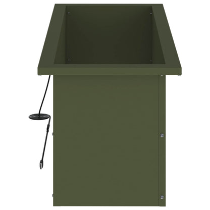 vidaXL Garden Planter with LED Olive Green 30 x 80 x 30 cm Steel