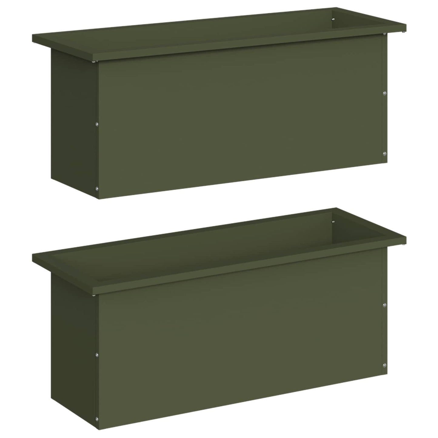 vidaXL Garden Planter with LED 2 pcs Olive Green 30 x 80 x 30 cm Steel