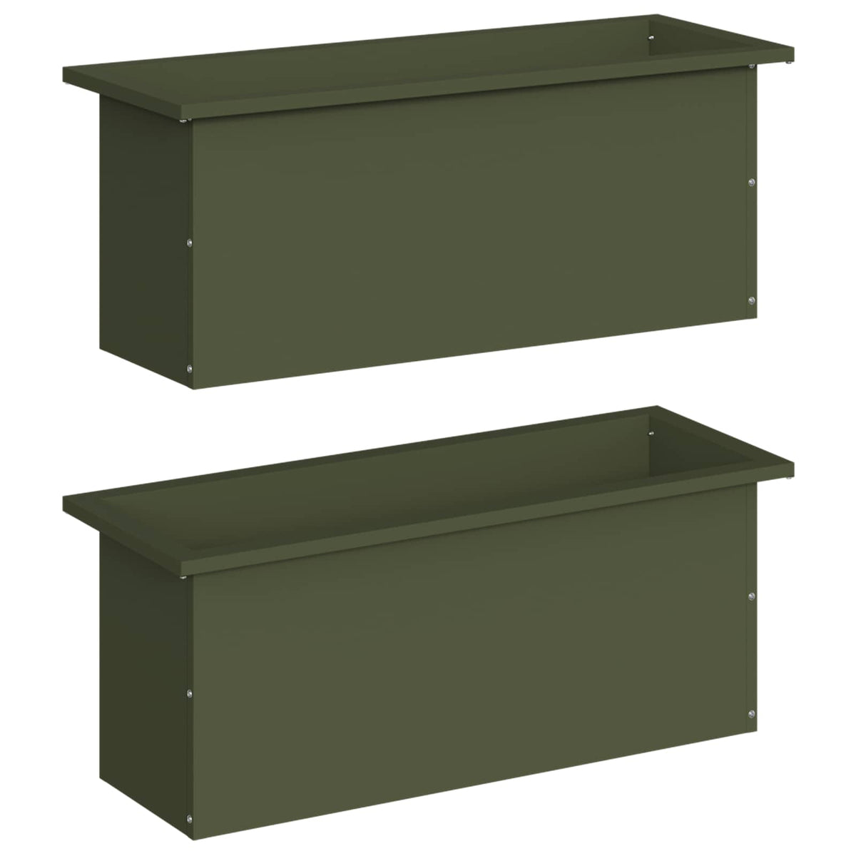 vidaXL Garden Planter with LED 2 pcs Olive Green 30 x 80 x 30 cm Steel