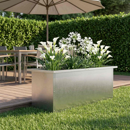 vidaXL Garden Planter with LED Silver 30 x 80 x 30 cm Stainless Steel