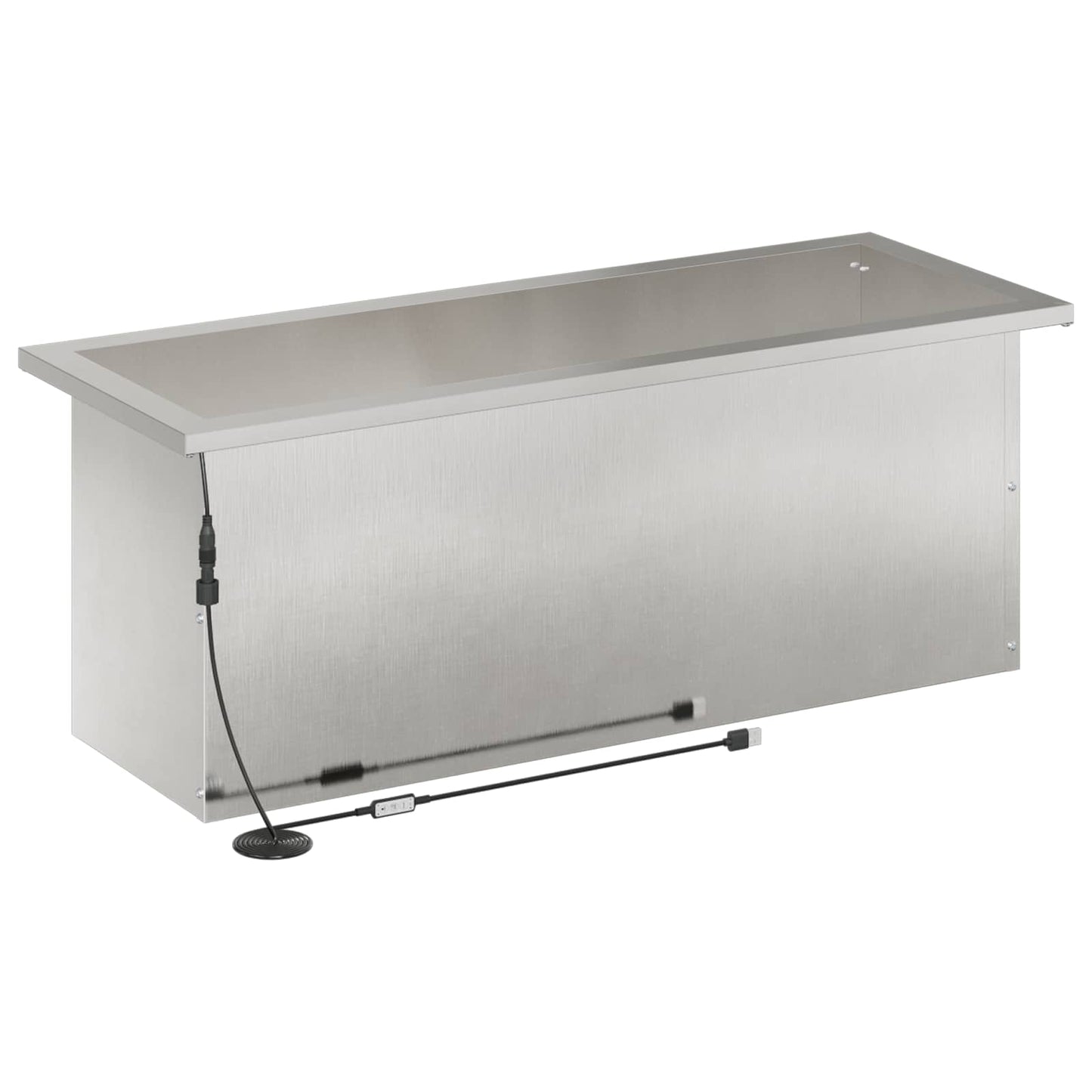 vidaXL Garden Planter with LED Silver 30 x 80 x 30 cm Stainless Steel