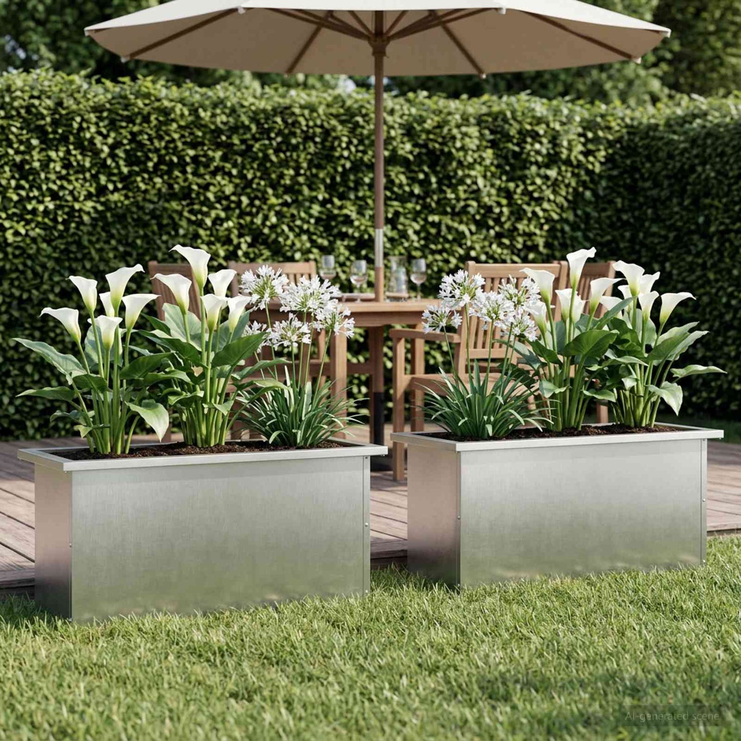 vidaXL Garden Planter with LED 2 pcs Silver 30 x 80 x 30 cm
