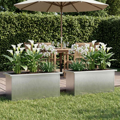 vidaXL Garden Planter with LED 2 pcs Silver 30 x 80 x 30 cm