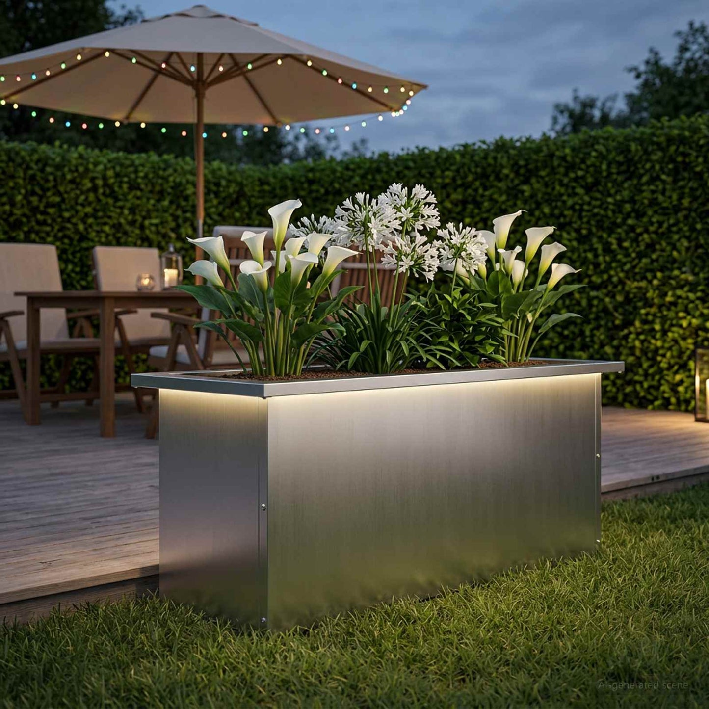 vidaXL Garden Planter with LED Silver 30 x 80 x 30 cm Galvanised Steel
