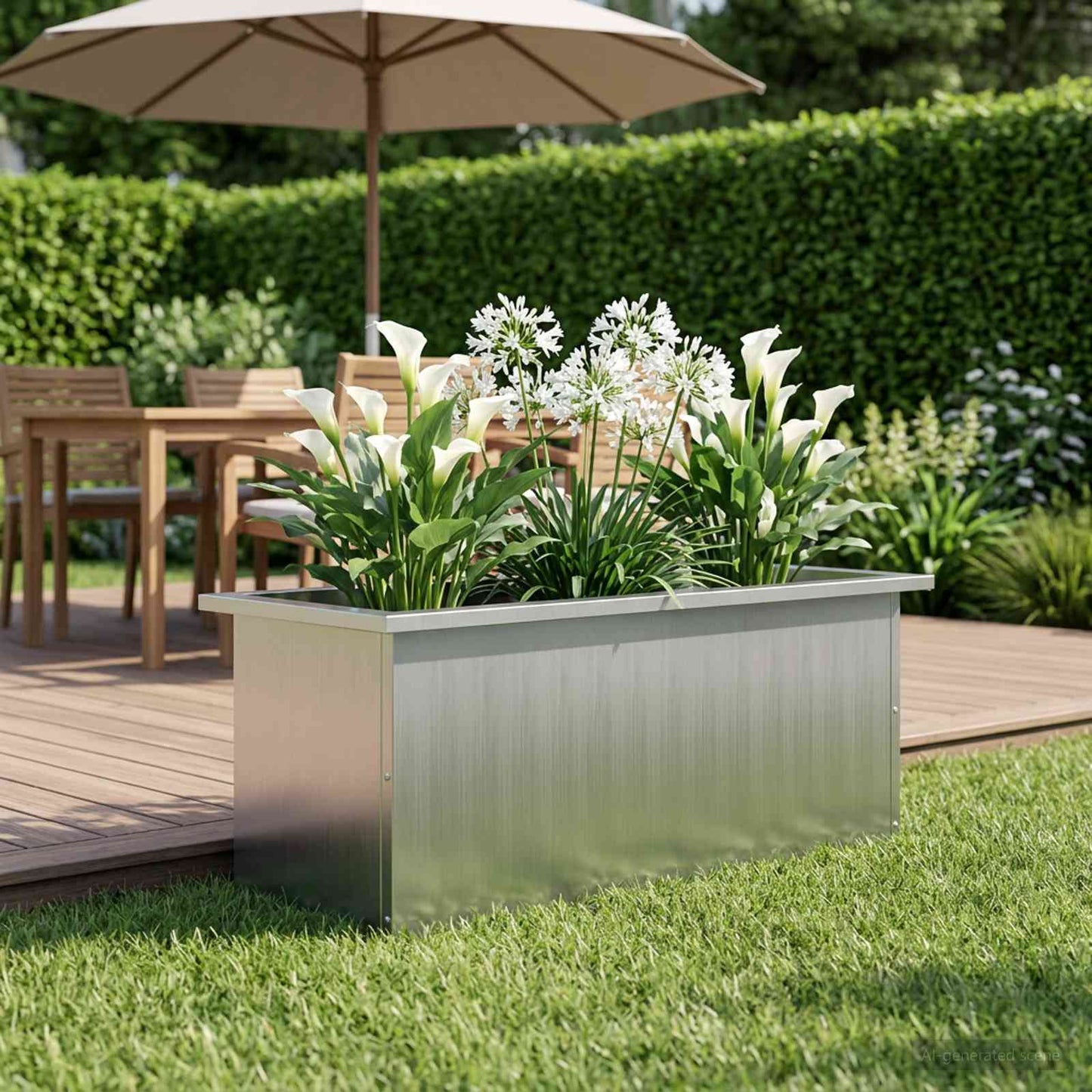 vidaXL Garden Planter with LED Silver 30 x 80 x 30 cm Galvanised Steel
