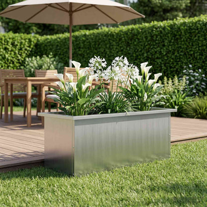 vidaXL Garden Planter with LED Silver 30 x 80 x 30 cm Galvanised Steel
