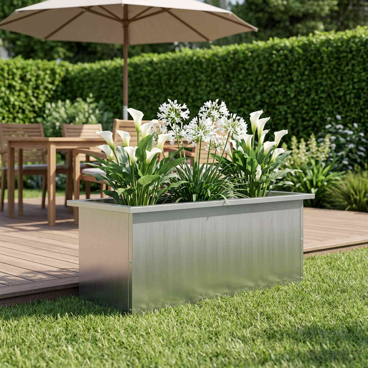 vidaXL Garden Planter with LED Silver 30 x 80 x 30 cm Galvanised Steel