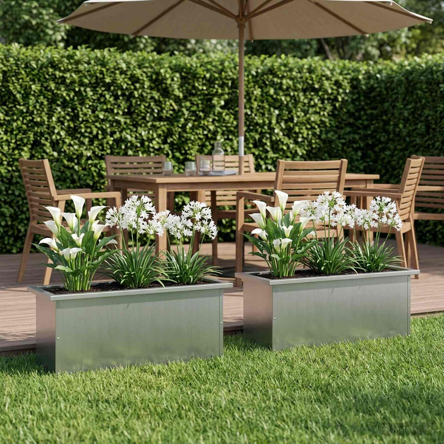 vidaXL Garden Planter with LED 2 pcs Silver 30 x 80 x 30 cm