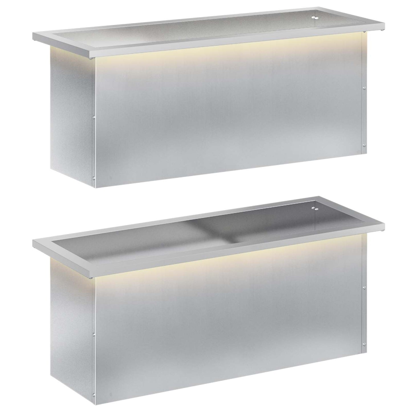 vidaXL Garden Planter with LED 2 pcs Silver 30 x 80 x 30 cm