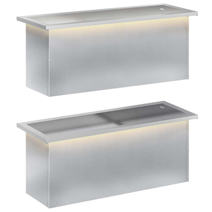 vidaXL Garden Planter with LED 2 pcs Silver 30 x 80 x 30 cm