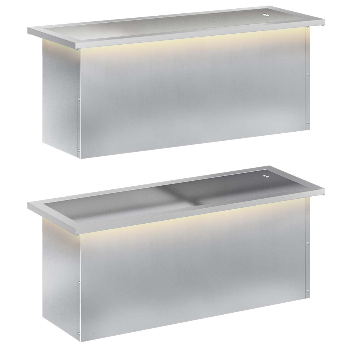 vidaXL Garden Planter with LED 2 pcs Silver 30 x 80 x 30 cm