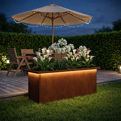 vidaXL Garden Planter with LED Rusty 30 x 80 x 30 cm Weathering Steel