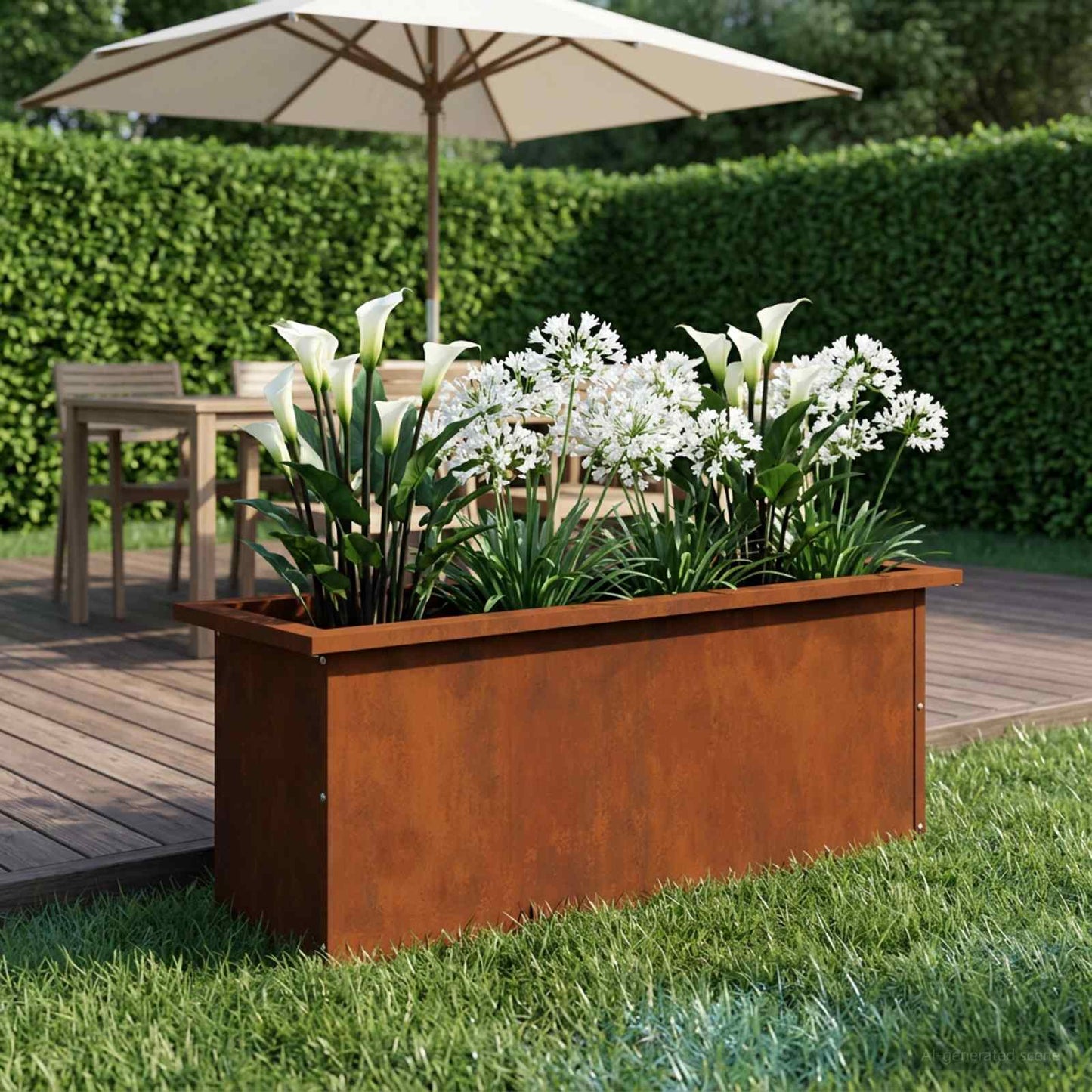 vidaXL Garden Planter with LED Rusty 30 x 80 x 30 cm Weathering Steel