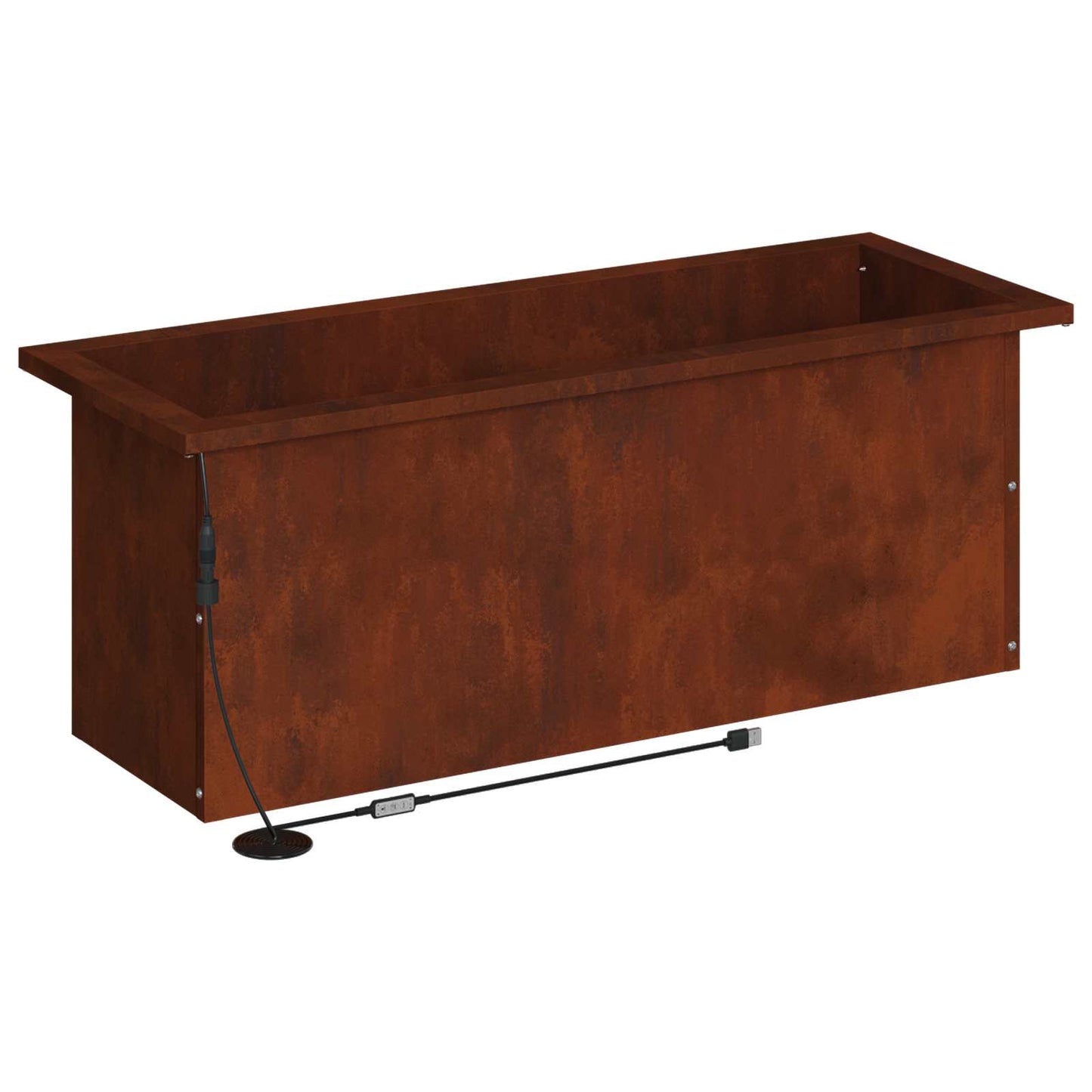 vidaXL Garden Planter with LED Rusty 30 x 80 x 30 cm Weathering Steel