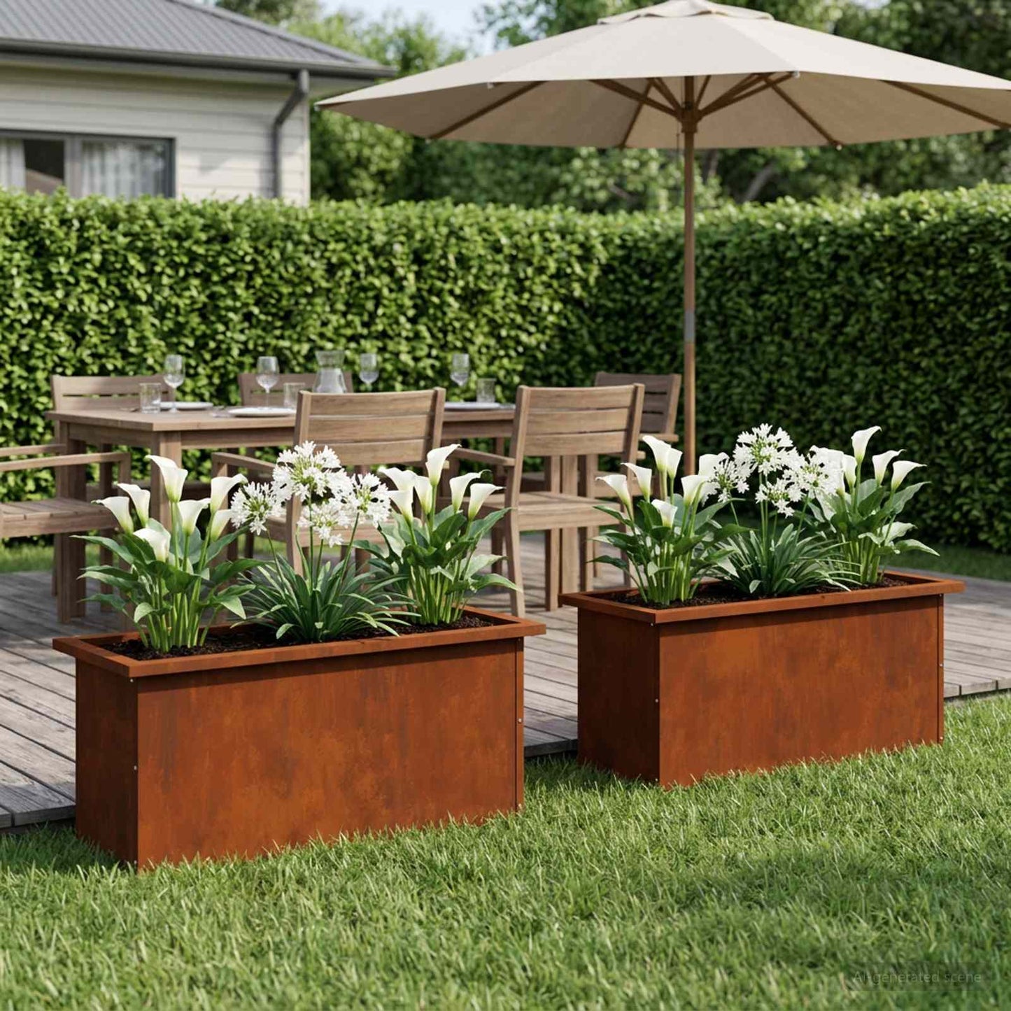 vidaXL Garden Planter with LED 2 pcs Rusty 30 x 80 x 30 cm