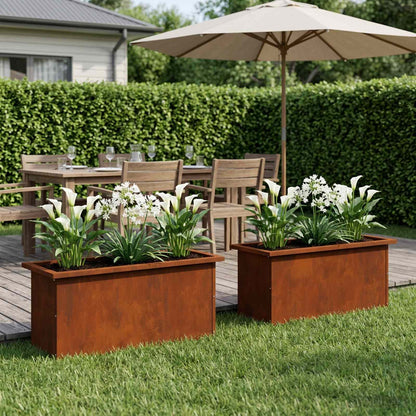 vidaXL Garden Planter with LED 2 pcs Rusty 30 x 80 x 30 cm