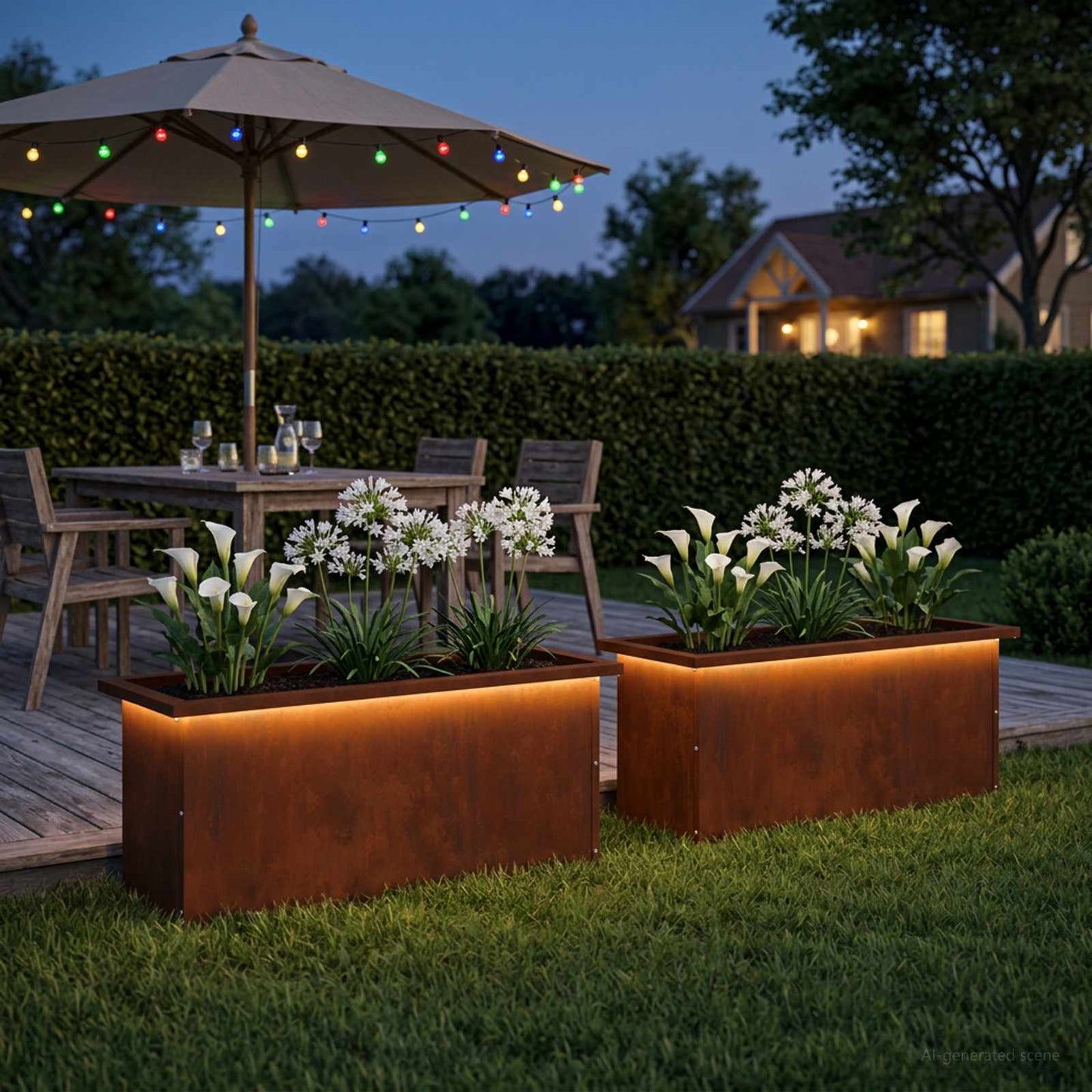 vidaXL Garden Planter with LED 2 pcs Rusty 30 x 80 x 30 cm