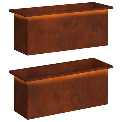 vidaXL Garden Planter with LED 2 pcs Rusty 30 x 80 x 30 cm