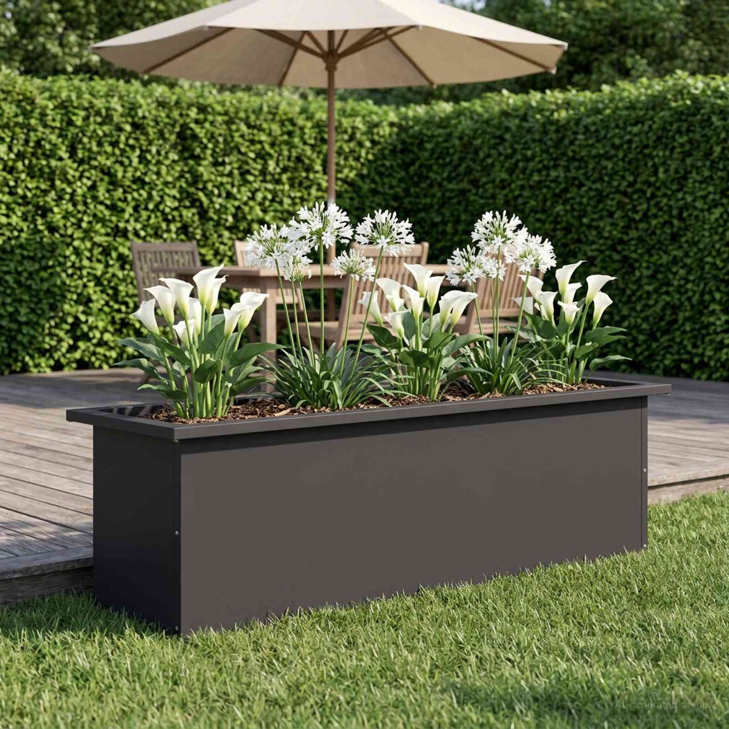 vidaXL Garden Planter with LED Black 30 x 100 x 30 cm Steel