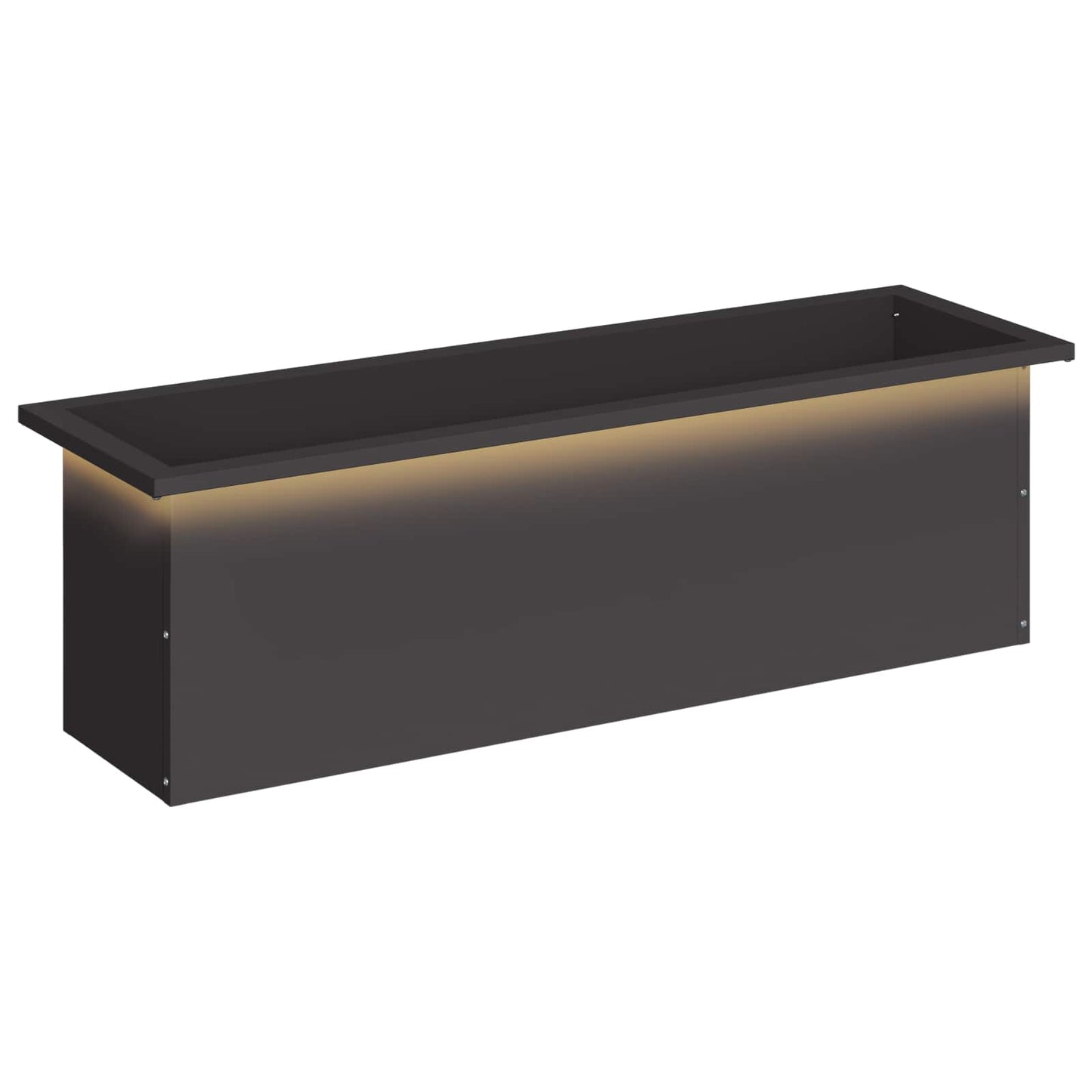 vidaXL Garden Planter with LED Black 30 x 100 x 30 cm Steel