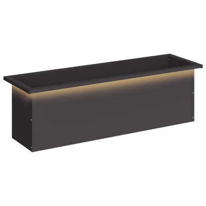 vidaXL Garden Planter with LED Black 30 x 100 x 30 cm Steel