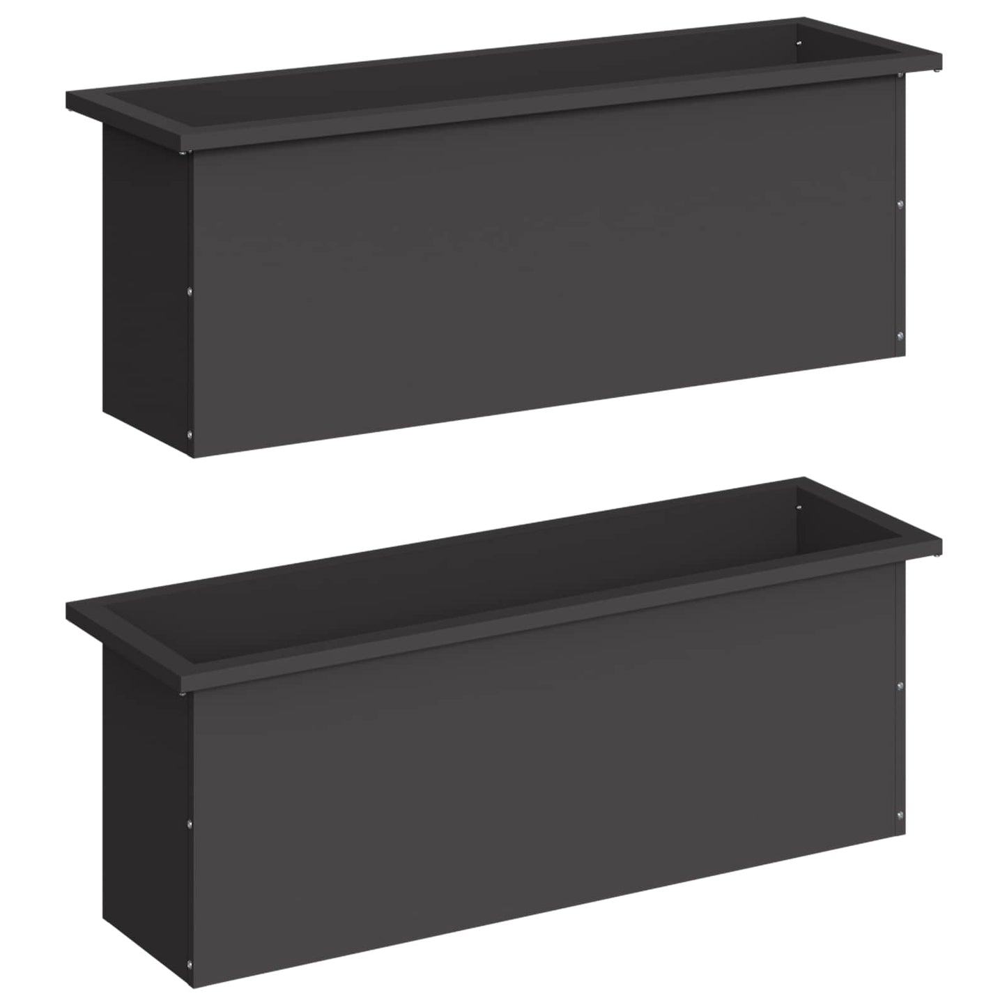 vidaXL Garden Planter with LED 2 pcs Black 30 x 100 x 30 cm Steel