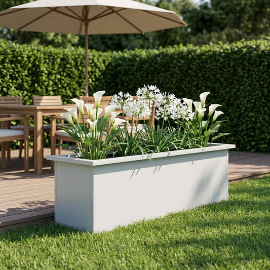 vidaXL Garden Planter with LED White 30 x 100 x 30 cm Steel