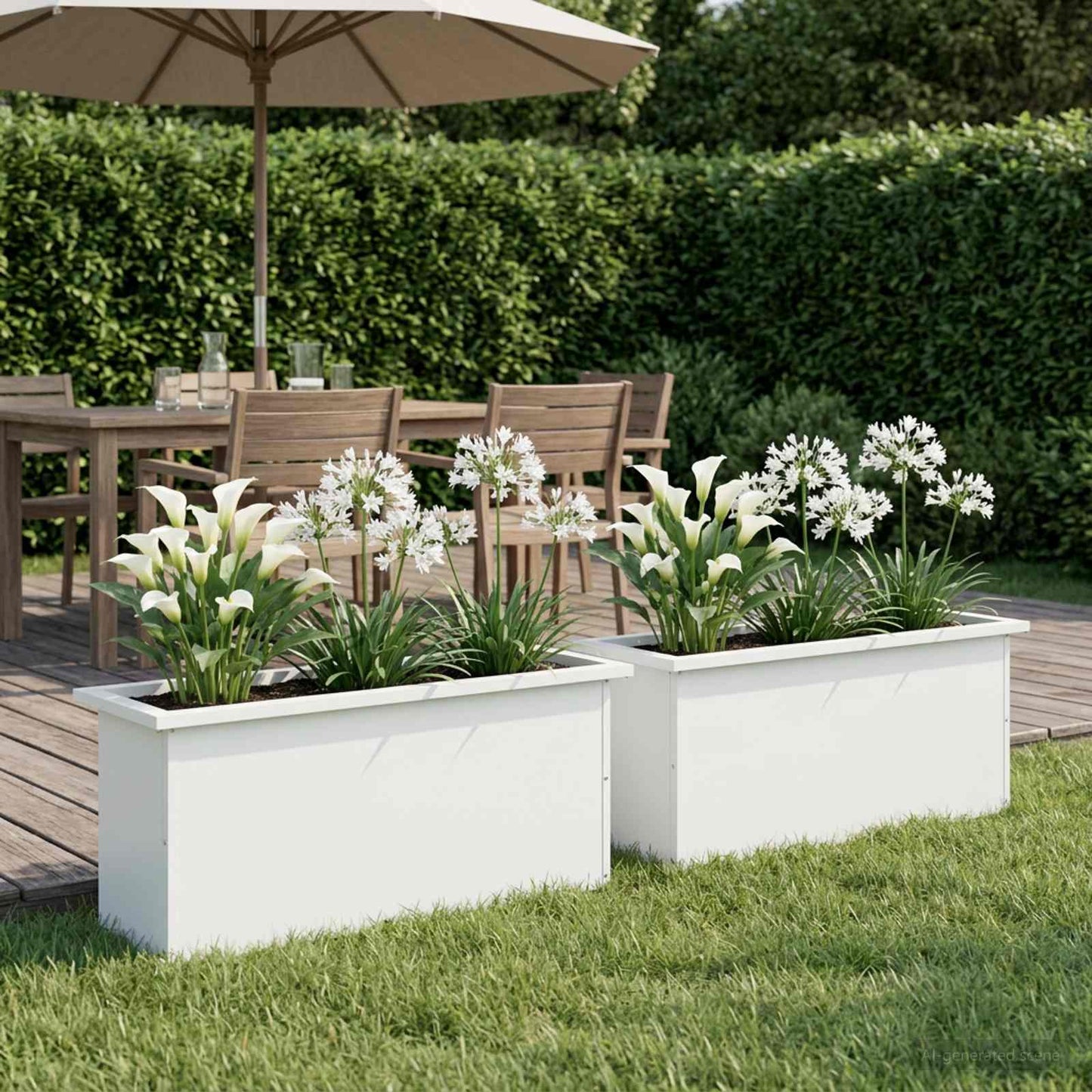 vidaXL Garden Planter with LED 2 pcs White 30 x 100 x 30 cm Steel