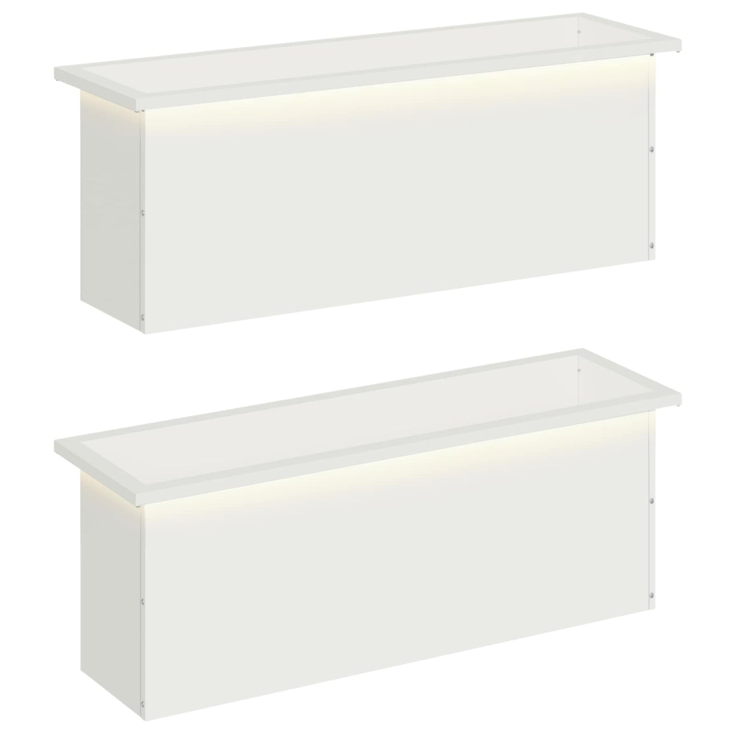 vidaXL Garden Planter with LED 2 pcs White 30 x 100 x 30 cm Steel