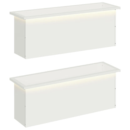 vidaXL Garden Planter with LED 2 pcs White 30 x 100 x 30 cm Steel