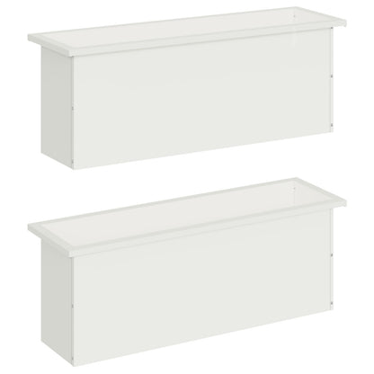 vidaXL Garden Planter with LED 2 pcs White 30 x 100 x 30 cm Steel
