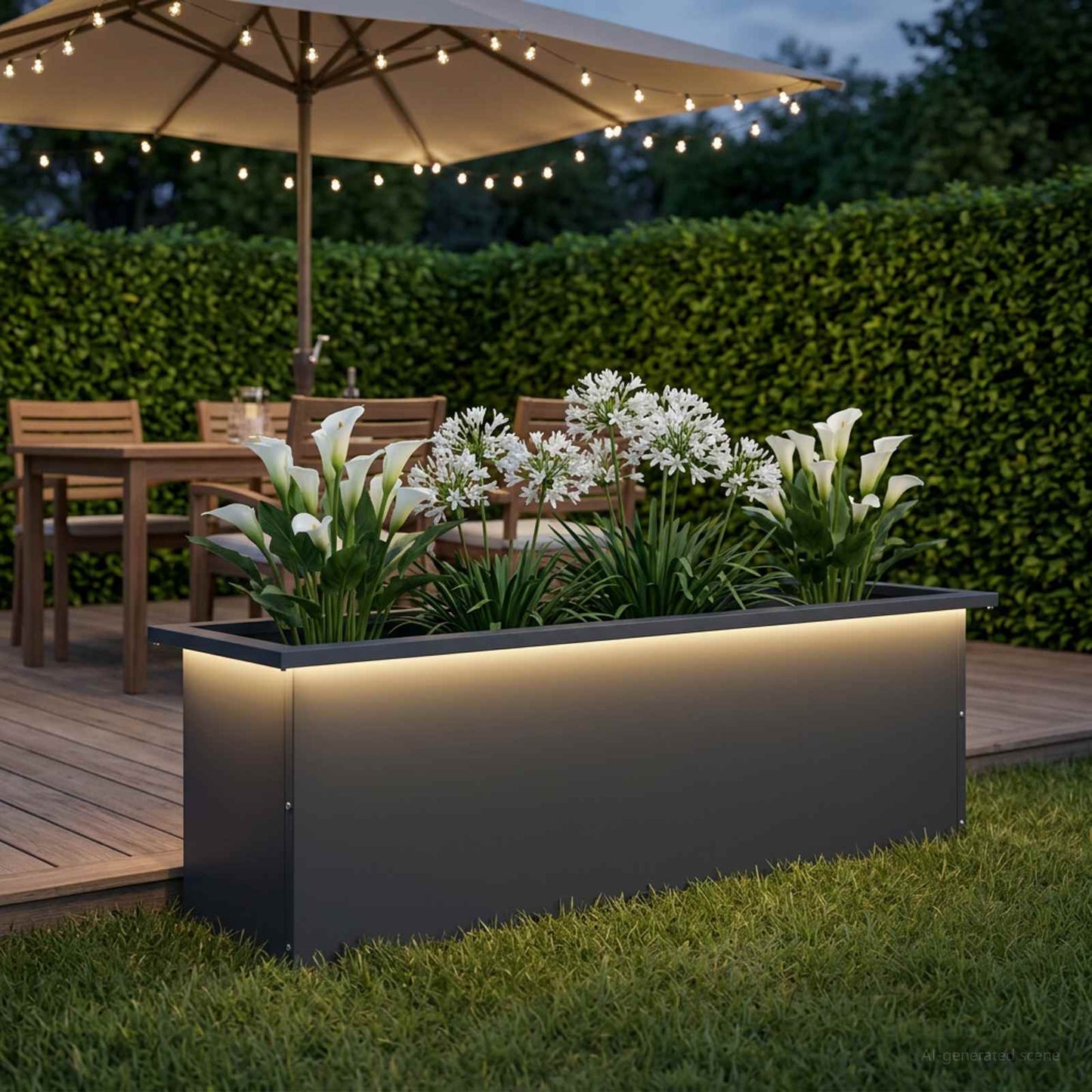vidaXL Garden Planter with LED Antracite 30 x 100 x 30 cm Steel