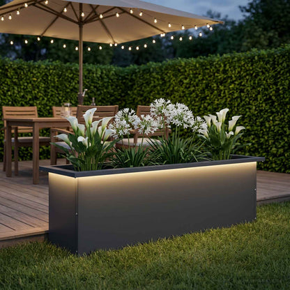 vidaXL Garden Planter with LED Antracite 30 x 100 x 30 cm Steel