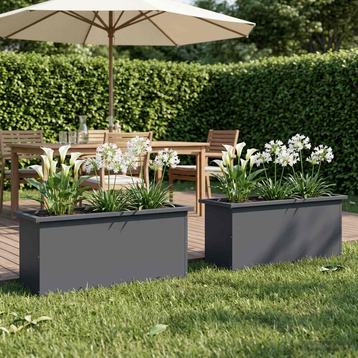 vidaXL Garden Planter with LED 2 pcs Antracite 30 x 100 x 30 cm Steel