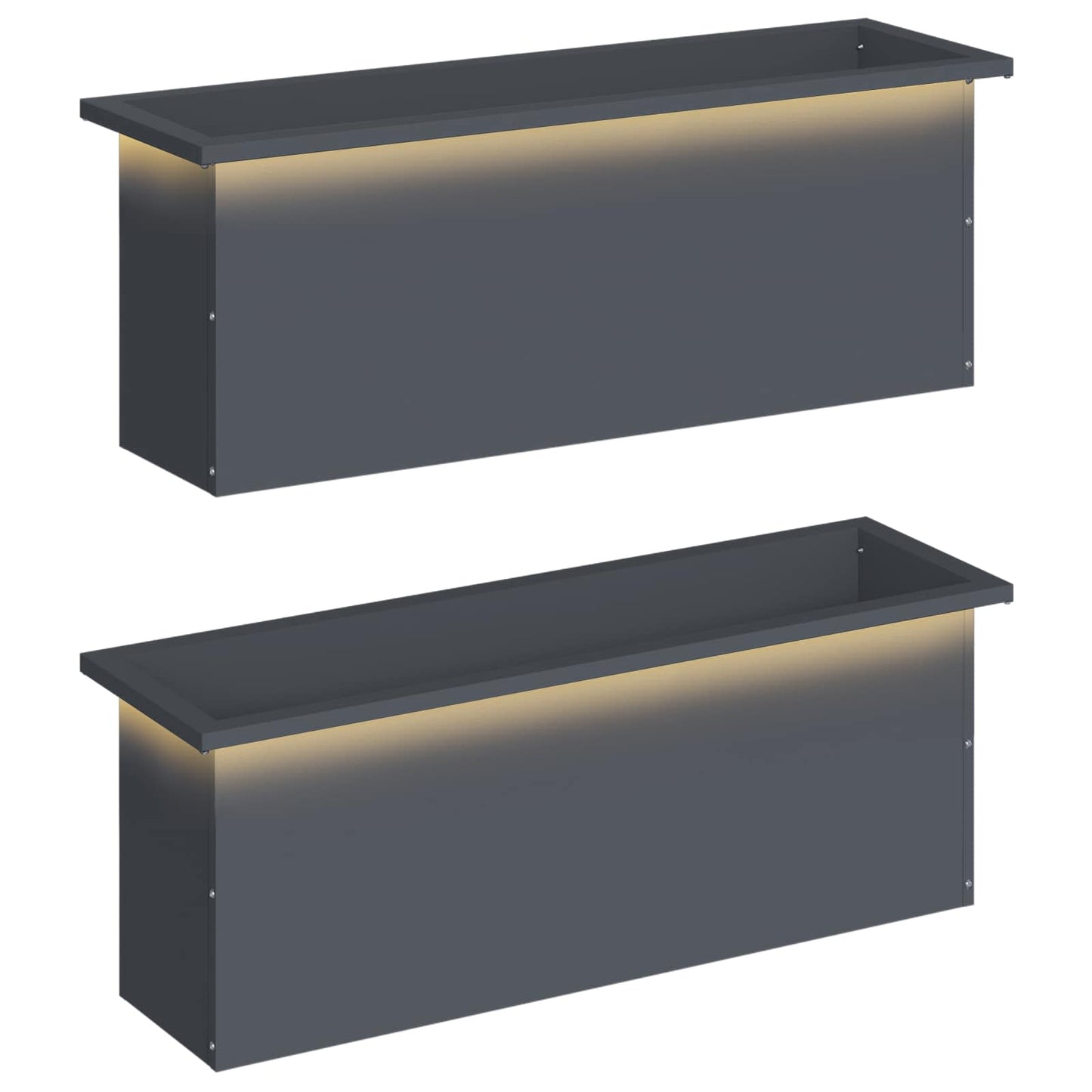 vidaXL Garden Planter with LED 2 pcs Antracite 30 x 100 x 30 cm Steel